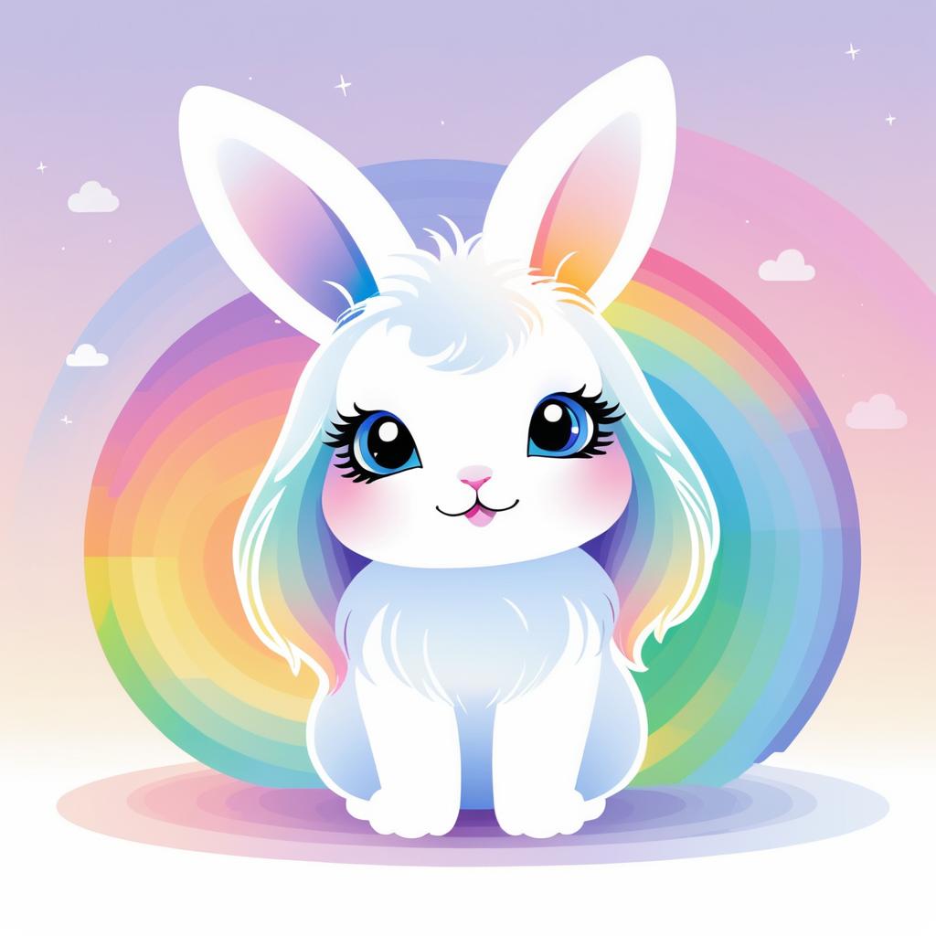 Chibi Angora Rabbit with Rainbow