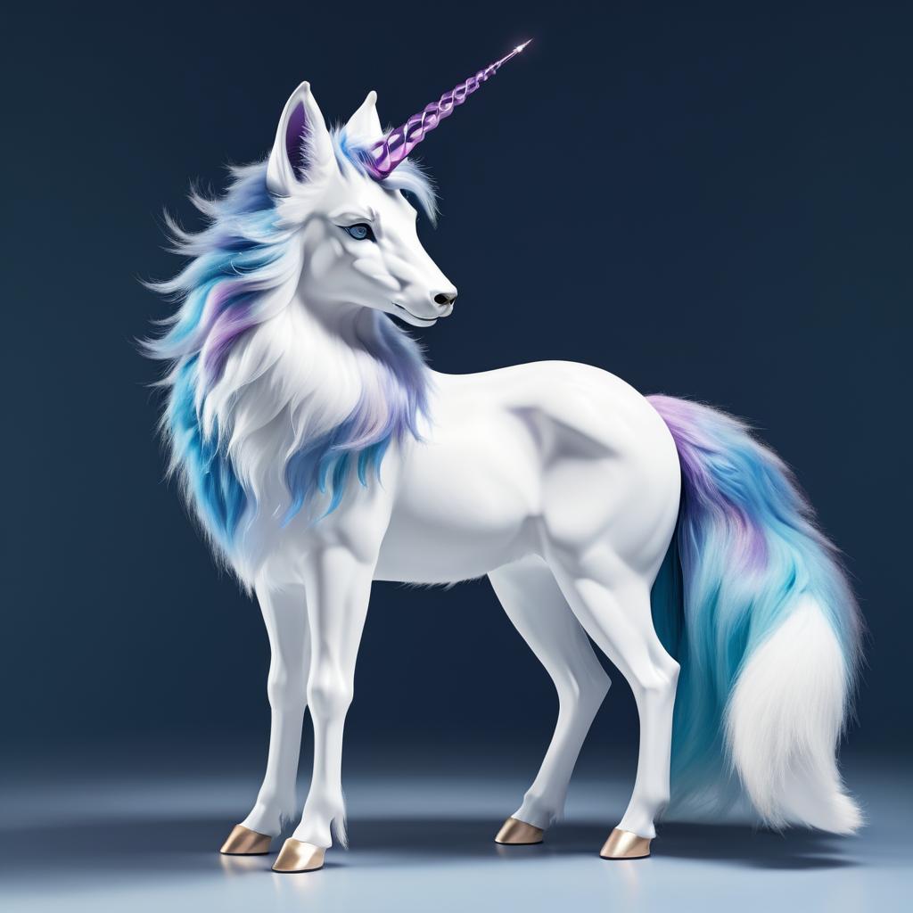 Surreal Full-Body Unicorn-Fox Hybrid Portrait