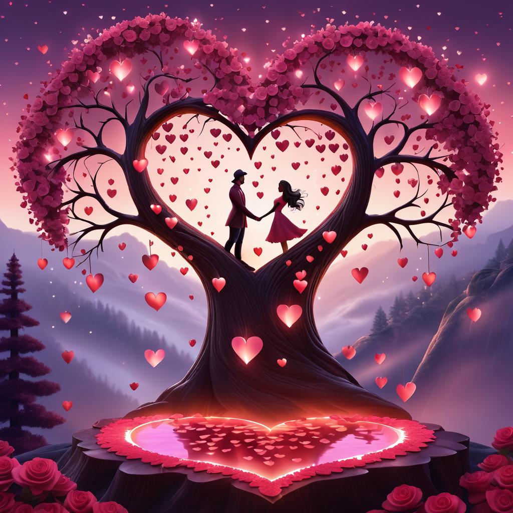 Enchanting Valentine's Day Tree Illustration