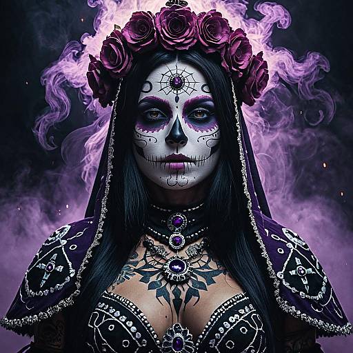 Female Necromancer in La Catrina Face Paint