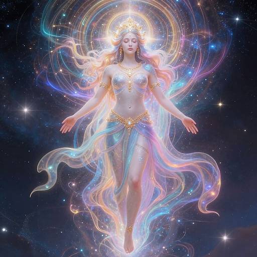 Celestial Being Descending in Ethereal Realms