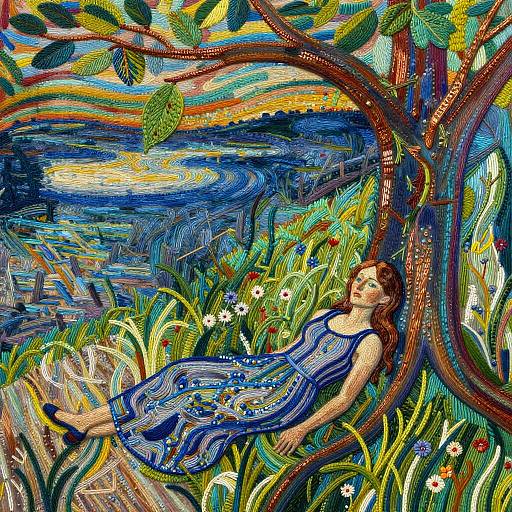 Serene Woman Under Tree of Life