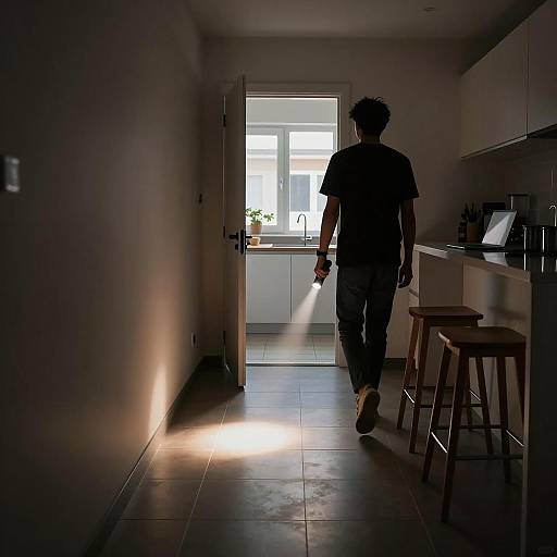 Mysterious Man Approaching Open Door