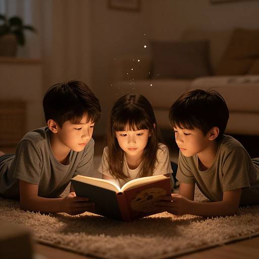 Cozy AI-Enhanced Children Reading Scene