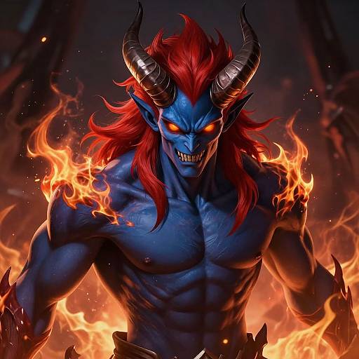 Fierce Demon with Fiery Aura