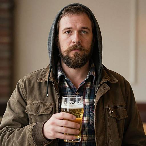 Bearded Man Holding Beer