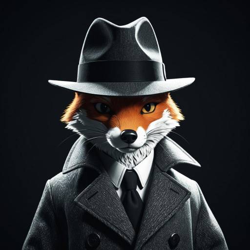 Noir Fox Detective in Hat and Coat