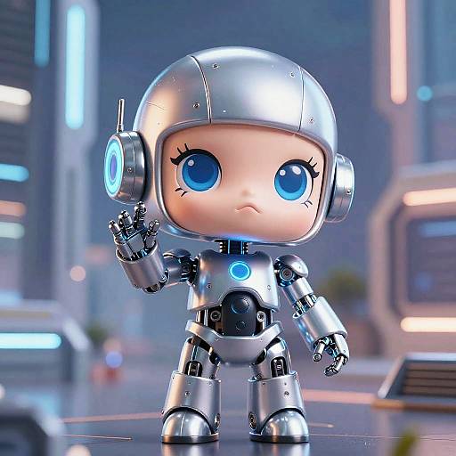 Adorable Futuristic Robot Girl