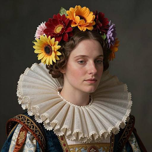 Renaissance Woman with Floral Adornments