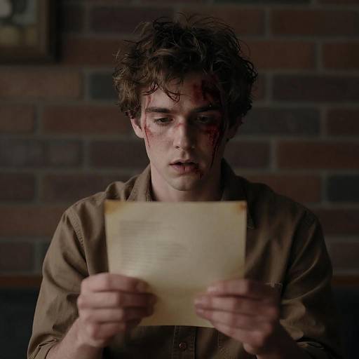 Intense Portrait of a Battle-Worn Man