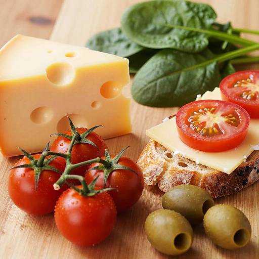 Vibrant Close-Up of Rustic Food Spread