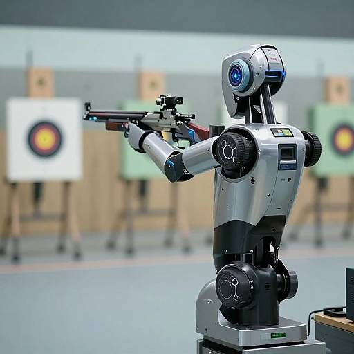 Futuristic Humanoid Robot Bullseye Shooter