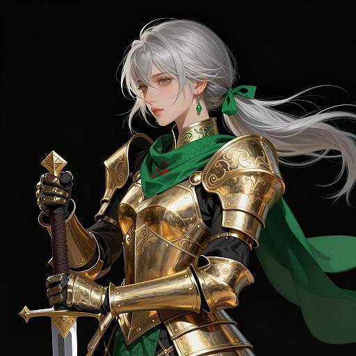 Elegant Warrior in Ornate Armor