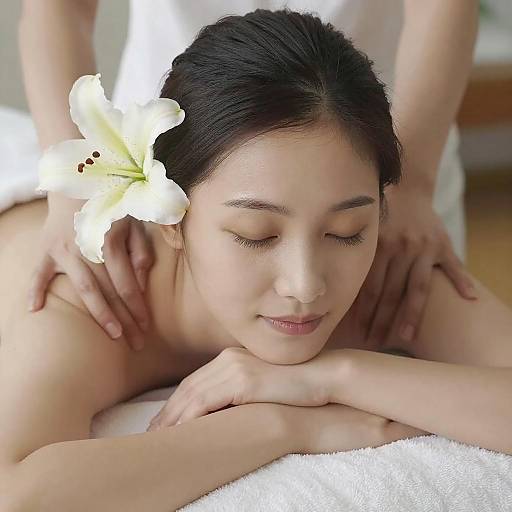 Serene Woman Receiving a Calming Massage