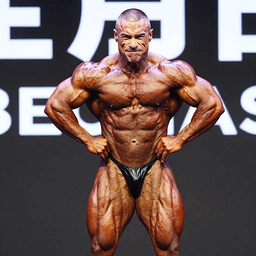 Intense Bodybuilder Competition Pose