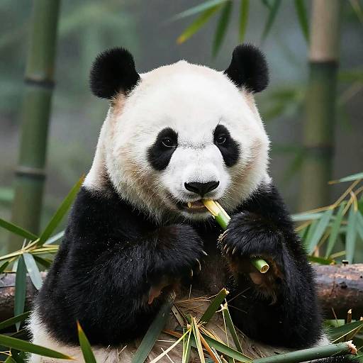 Photorealistic Panda in Bamboo Forest
