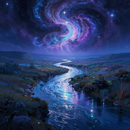 Surreal Cosmic River Dreamscape