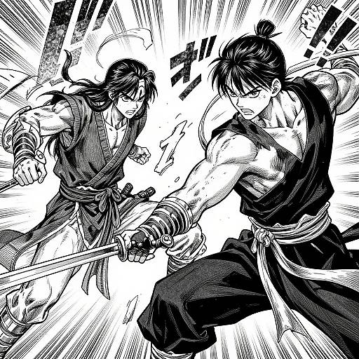 Dynamic Manga Battle Scene