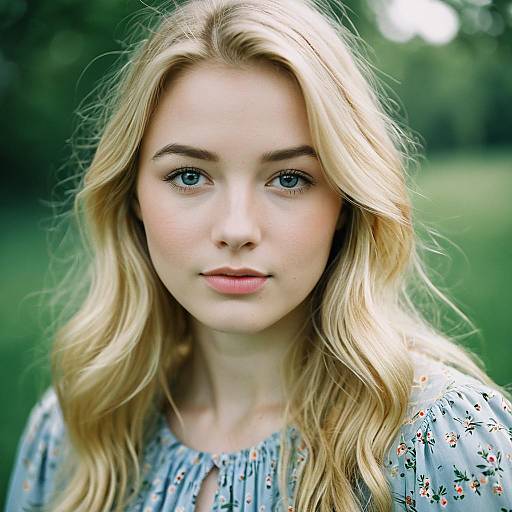 Close-Up Blonde Woman with Freckles