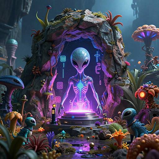 Neon Alien Generator in Mystic Landscape