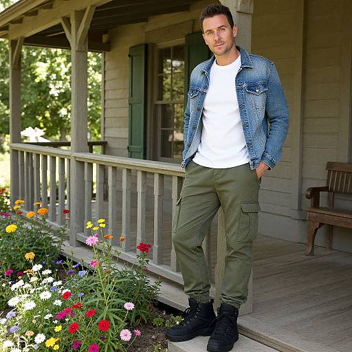 Casual Man on Rustic Plantation Porch