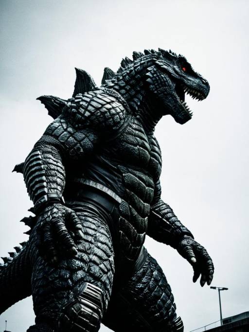 Man in Godzilla Costume Low-Angle Shot