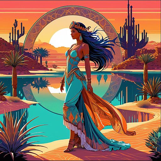 Mystical Desert Oasis Tarot Card Art Mystical Desert Oasis Tarot Card Art