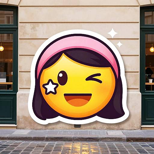 Cheerful Girl Emoji Pop Art Mascot