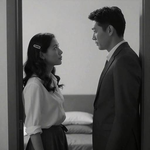 Intimate Black-and-White Doorway Encounter