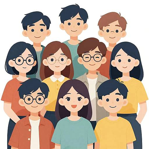 Playful Personality Cartoon Group Portrait