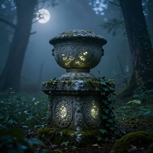 Mystical Urn on Ancient Stone Pedestal