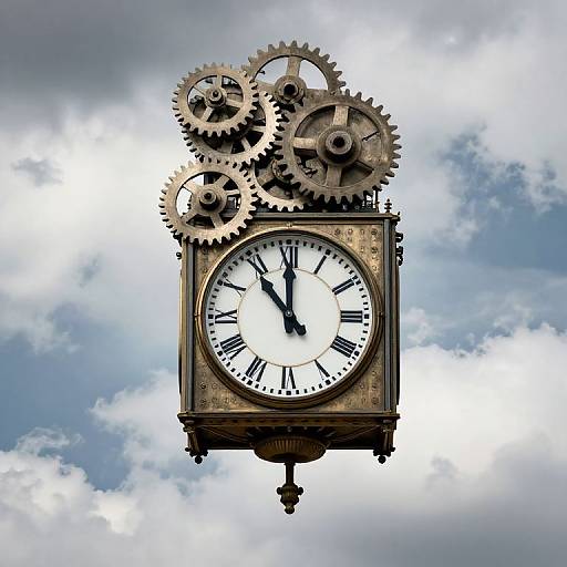 Upside Down Clock Tower in Clouds