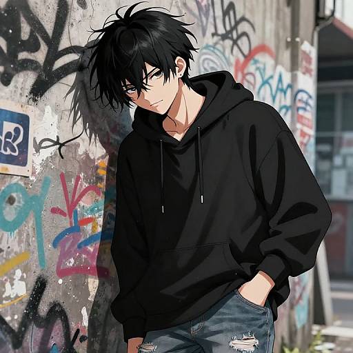 Anime Boy with Intense Gaze