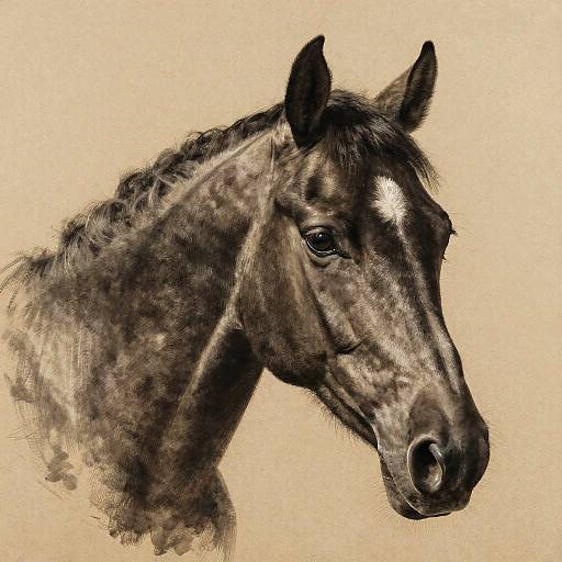 Vivid Charcoal Portrait of Thoroughbred