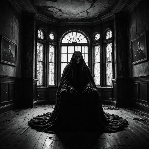 Dark Ghostly Figure in Abandoned Room