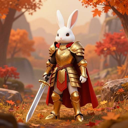 Valiant White Rabbit Paladin in Autumn
