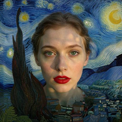 Enigmatic Slavic Woman in Starry Night