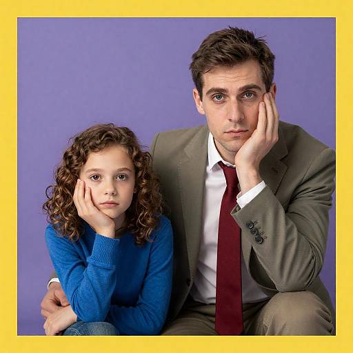 Intense Gaze: Man and Girl Portrait