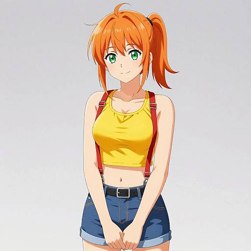 Confident Orange-Haired Anime Girl Portrait
