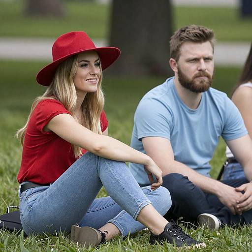 Young People Sitting on Grass Outdoors