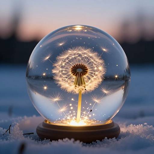 Glowing Dandelion Sphere at Twilight