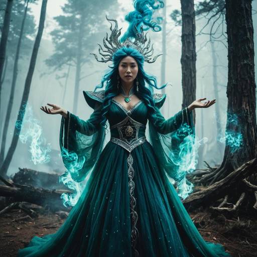 Mysterious Sorceress in Magical Forest