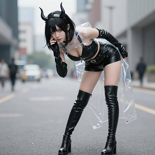 Dynamic Urban Cosplay of Asian Woman