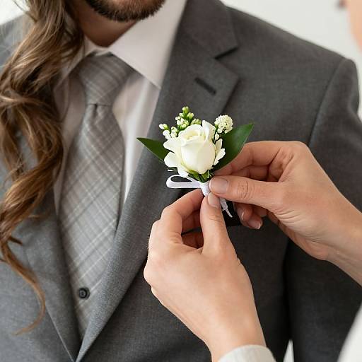 Mom Pinning Boutonniere Moment