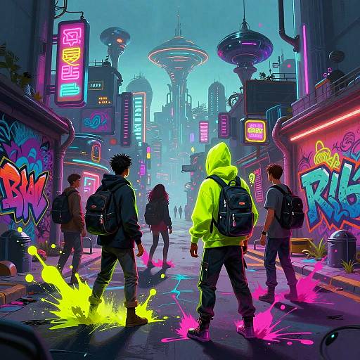 Futuristic Quantum Street Art Scene