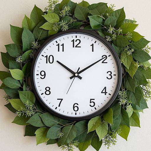 Elegant Clock with Lush Foliage