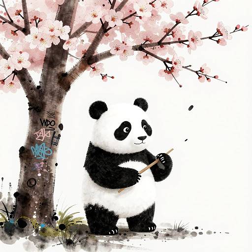 Minimalist Ink Wash Panda Animation