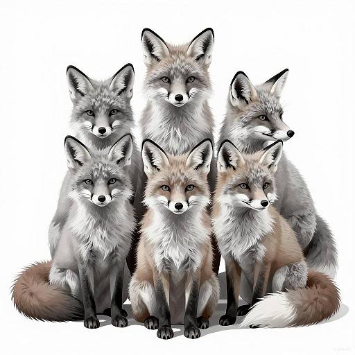 Charming Black-and-White Fox Illustration