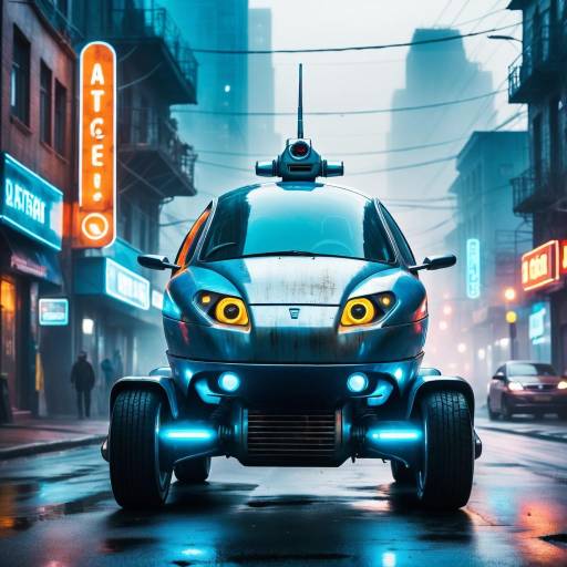 Futuristic Hovercar in Neon City