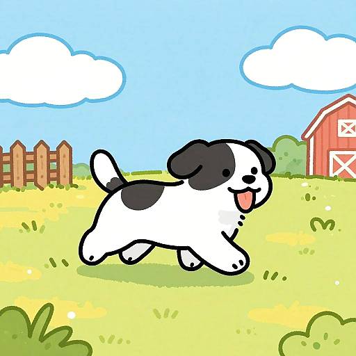 Colorful Cartoon Puppy Running Playfully